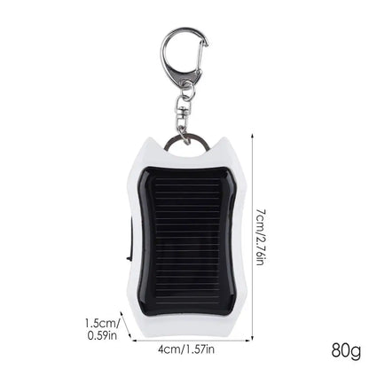 Mini Sleutelhanger LED Zaklamp - Solar Powerbank 1500mAh met Karabijnhaak voor Outdoor Survival en Noodverlichting