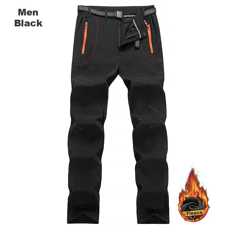 Warme Fleece Outdoor Winterbroek Heren – Waterdichte Softshell Wandelbroek voor Hiking, Ski & Kamperen