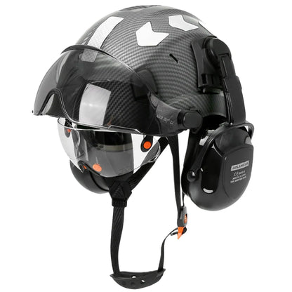 CE Certified Safety Helmet with Visor, Built-in Goggles &amp; Earmuffs – Hard Hat for Engineers &amp; Industrial Work – Head Protection to ANSI Standards