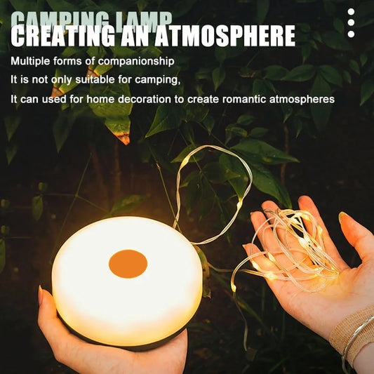 USB Oplaadbare Campinglamp | LED Tentlamp met Magneet & Haak | 10M Lichtstrip (Warm Licht + RGB)