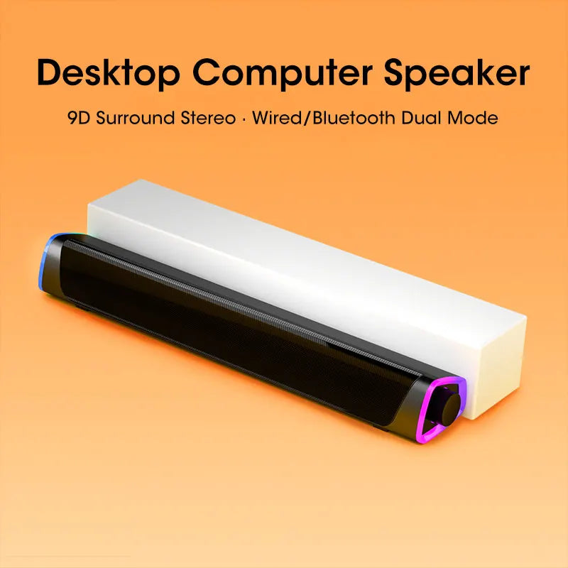 4D Computer Speaker Bar – Stereo Sound Subwoofer Bluetooth Speaker voor Macbook, Laptop, PC en Notebook – 3D Surround Sound, USB & AUX