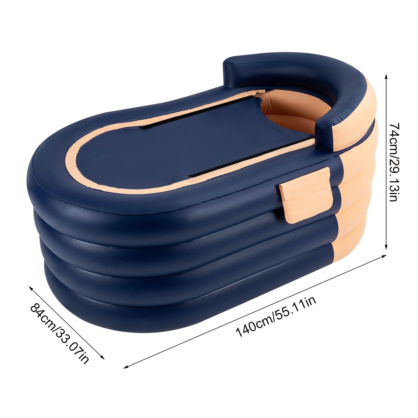 Opblaasbaar Bad – Eco-Vriendelijk PVC, 220 lbs Capaciteit, Draadloze Oplaadbare Luchtpomp, Ergonomisch Ontwerp voor Comfortabel Baden