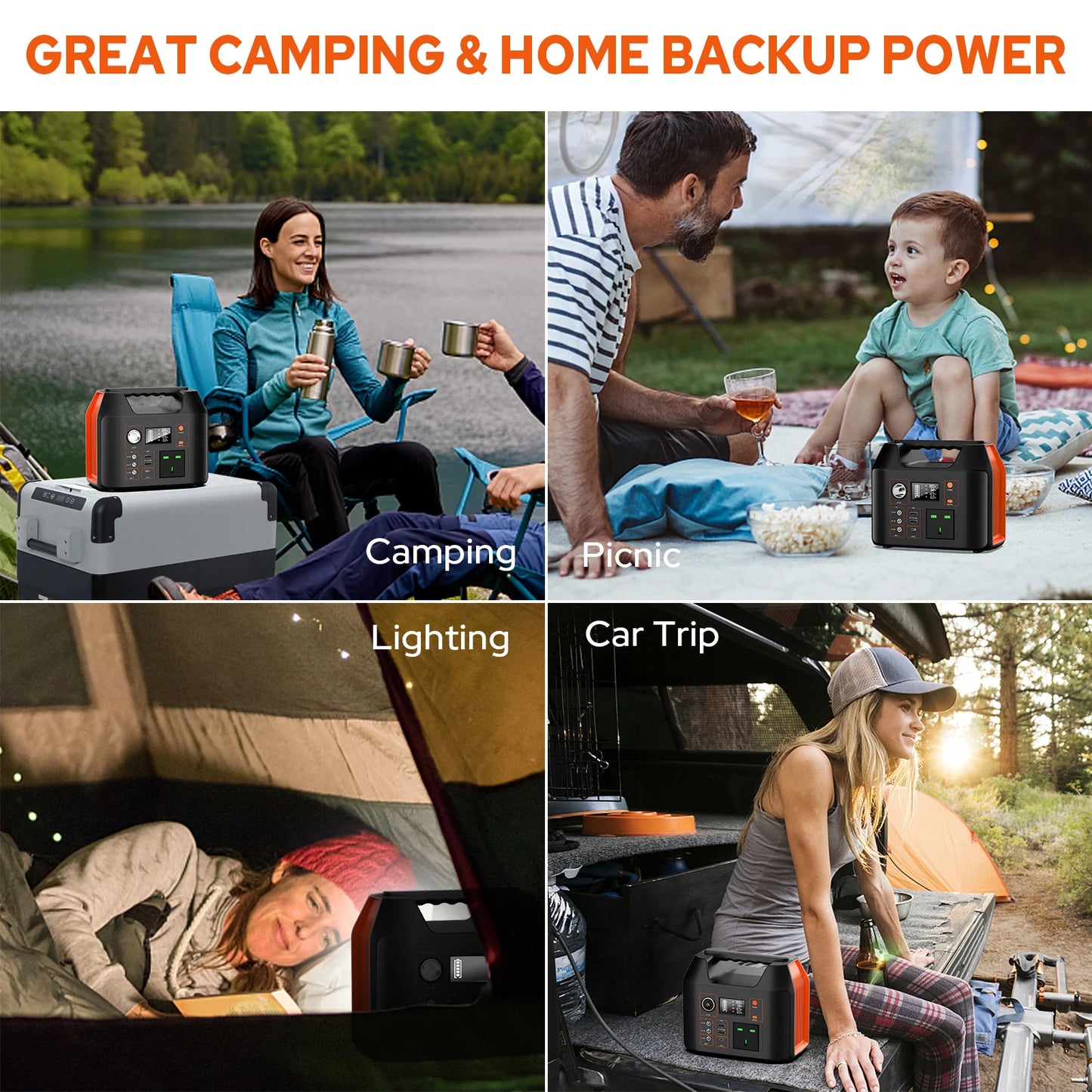 Draagbare Powerstation 300W/150W – LiFePO4 Solar Generator met AC/DC/USB/USB-C, 80000mAh voor Camping, CPAP & RV
