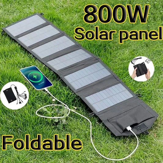 6-voudig 800W Opvouwbaar Zonnepaneel | 20W/h Draagbare Monokristallijne Solar Charger met USB 5V DC
