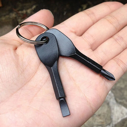 Mini Cross Screwdriver Keychain - Survival Multitool, Locking Carabiner, Outdoor EDC Camping Gadget