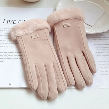 Dames Winterhandschoenen met Touchscreen – Warme Suède Look Handschoenen met Pluche voor Fietsen & Autorijden