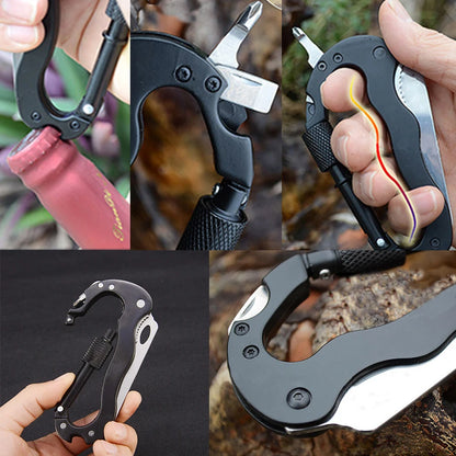 5-in-1 Camping Multitool Carabiner - Screwdriver, Bottle Opener, Wine Opener, Outdoor Survival Mountaineering Tools