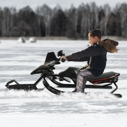 Steering Sled with Adjustable PU Cushion - Emergency Brake for Feet - Pull Rope &amp; Comfortable Handles - Skiing for Kids 3+