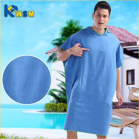 Sneldrogende Changing Robe, Badjas met Kap – Super Absorberende Zwem- en Fitness Badjas van Polyester/Katoen
