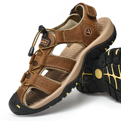 Zomerse Herensandalen – Ademend Kunstleren Gladiator Sandalen met Klittenbandsluiting, Casual en Strand Schoenen