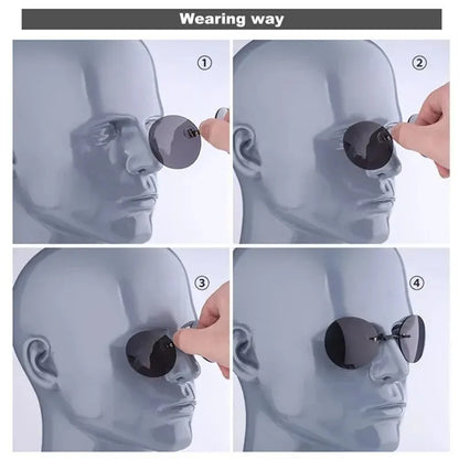 Clip-On Neuszonnebril - Rond Rimless Matrix Morpheus Zonnebril voor Mannen, Mini Frameless Vintage Stijl met UV400 Bescherming