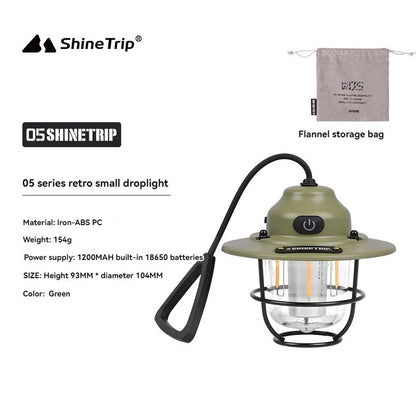 Outdoor Retro Smalldroplight | USB Oplaadbare LED Camping Hanglamp voor Sfeer en Tentverlichting