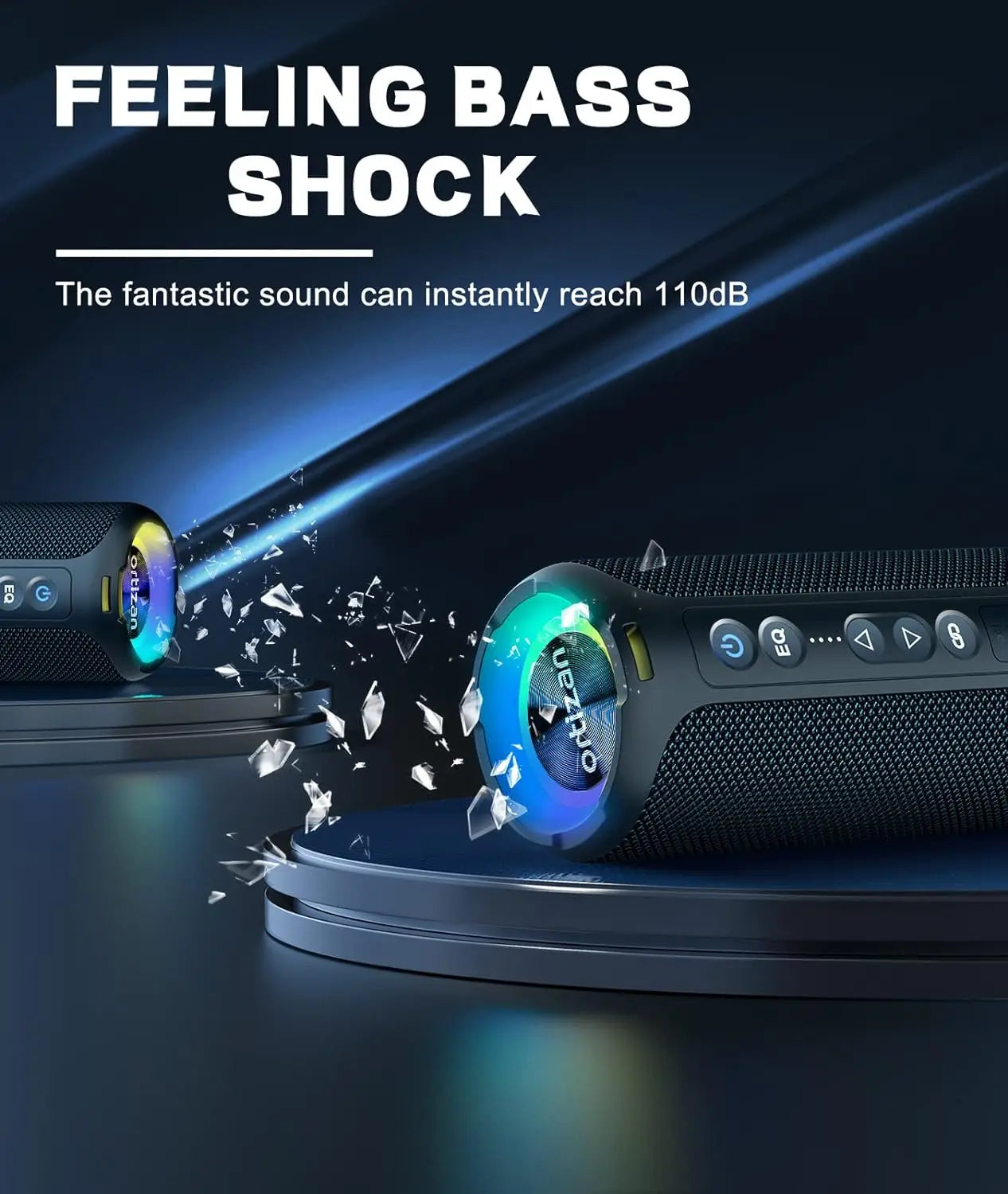 X8 Pro Bluetooth Speaker – 40W Draadloze Stereo Geluid, Diepe Bass, IPX7 Waterdicht, 30U Playtime, 7 Kleuren Licht, 3 EQ Modus