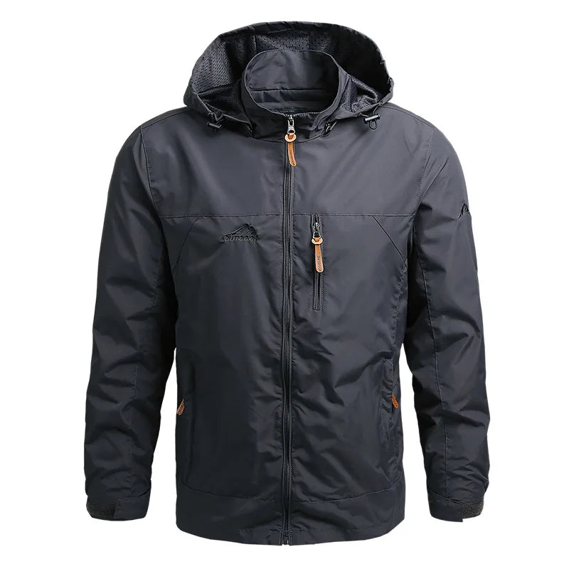 Tactische Windbreaker Jas Heren – Waterdichte Outdoor Jas met Afneembare Capuchon, Lichtgewicht en Ademend voor Lente en Herfst