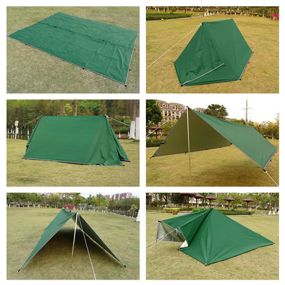 Wasserdichte Zeltplane mit 19 Aufhängepunkten – Leichter taktischer Camping-Sonnenschutz für das Überleben im Freien (3x3, 3x4, 4x4)