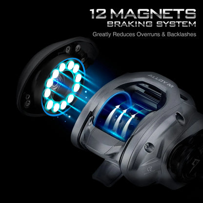 Alloy M Baitcasting Reel | 10KG Max Drag, 8 Shielded Bearings & High/Low Speed Gear voor Zoutwater Vissen