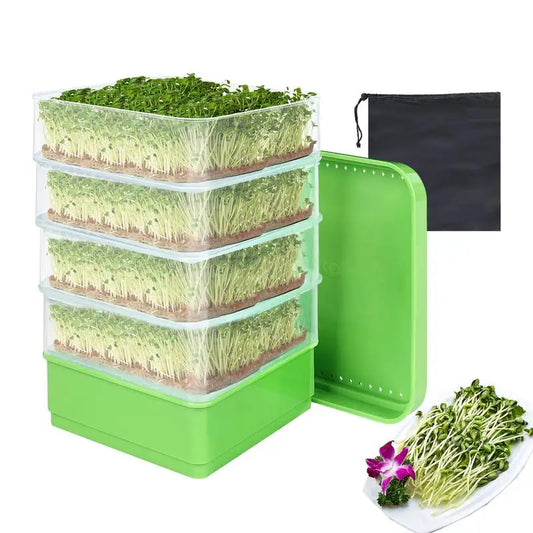 Sprout Dish Growing Tray Kit - Milieuvriendelijke Kiemtray met Blackout Cover voor Microgreens & Bonen