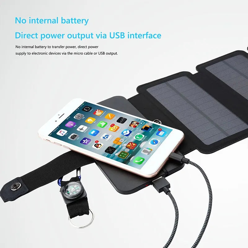 Faltbares Solar-Ladepanel – 5 V 1 A USB-Ausgang, tragbares multifunktionales Camping-Werkzeug