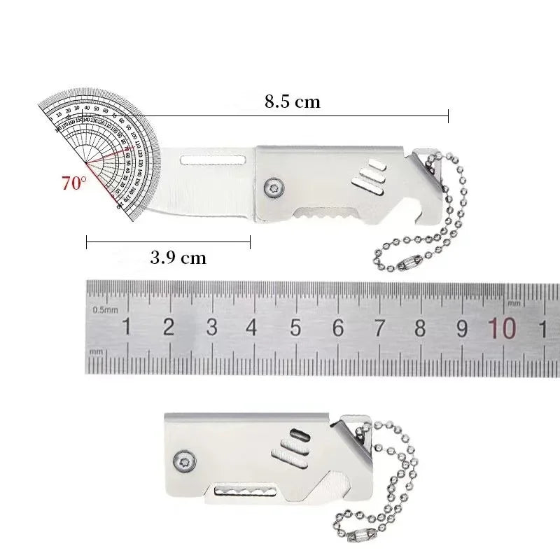 Mini-Outdoor-Klappmesser – D2-Stahl, Flaschenöffner und Schneidwerkzeug für Camping und Überleben