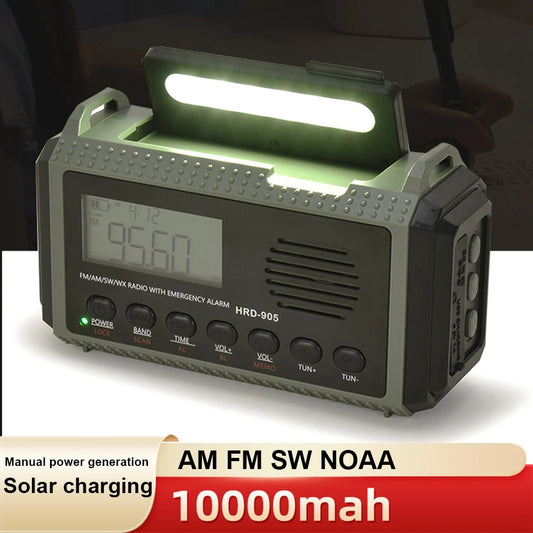 Draagbare Noodradio met Handcrank – Solar Powered AM/FM/SW Radio, Powerbank & LED Zaklamp