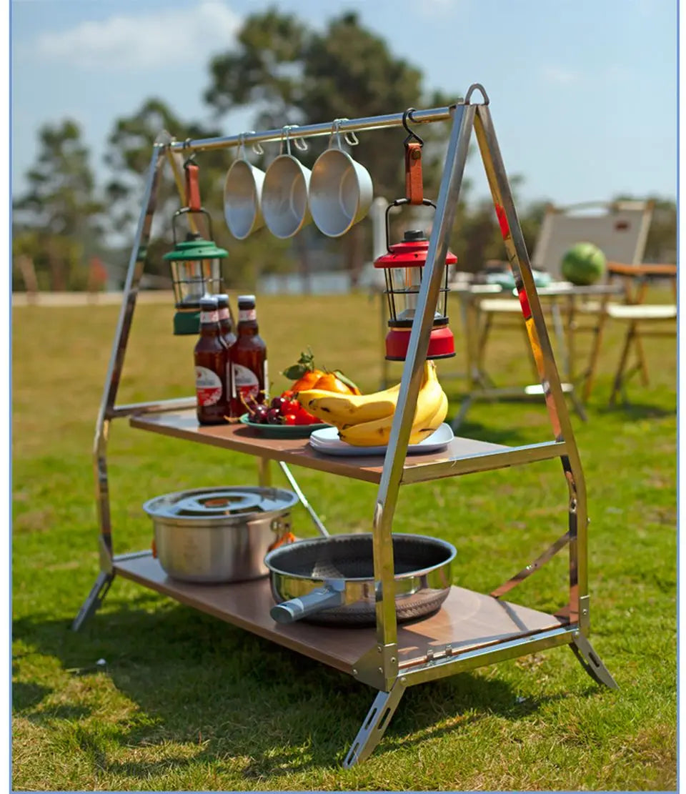 Outdoor Camping Opbergplank | Draagbare Vouwbare RVS Opbergrek voor Tuin en Kamperen