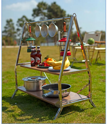 Outdoor Camping Opbergplank | Draagbare Vouwbare RVS Opbergrek voor Tuin en Kamperen