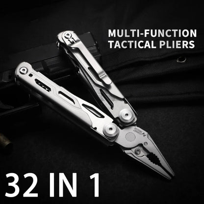 30-in-1-Camping-Multitool – faltbare Zange mit Abisolierzange, Mini-Taschenformat, inklusive Messer, Werkzeug und Nylon-Aufbewahrungstasche