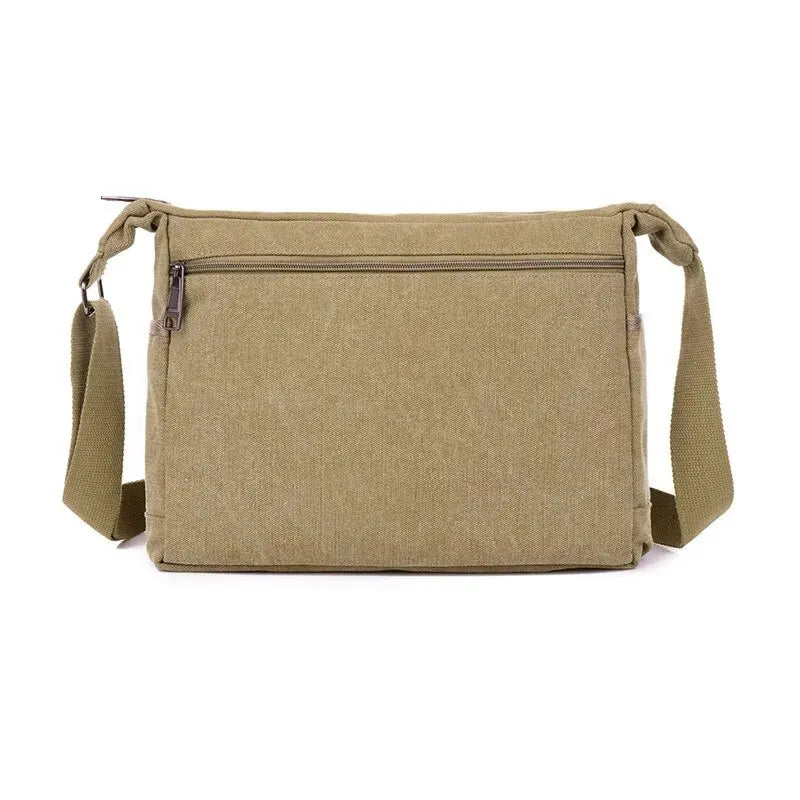 Canvas Schoudertas - Retro Crossbody Unisex Tas, Meerlaagse Opbergruimte, Casual en Duurzaam