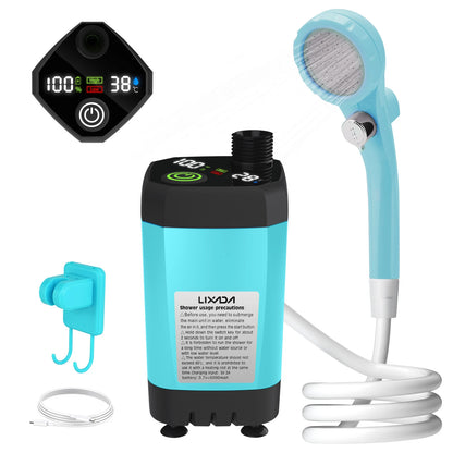 Camping Douchepomp | RV Outdoor Douche Kit met Volledig Scherm en Intelligente Digitale Weergave – Verstelbaar en 6000mAh