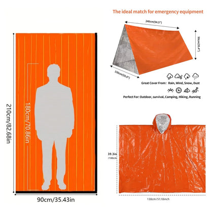 Outdoor Noodset – 3-delige Set met Tent, Regenjas en Slaapzak voor Eerste Hulp en Isolatie