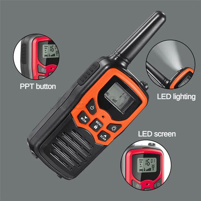2-teiliges Hand-Walkie-Talkie-Set – 22 Kanäle, 10 km Reichweite, UHF 400–470 MHz, tragbarer Kommunikations-Transceiver