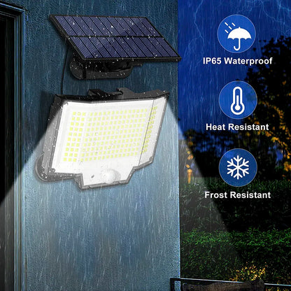 Solar Motion Lights 200LED - Outdoor Solar Flood Security Light with Separate Panel, IP65 Waterproof, with Remote Control