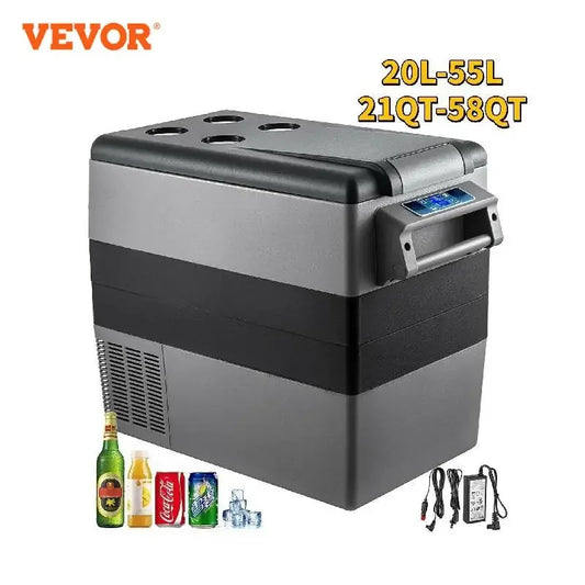 Draagbare Auto Koelkast – Mini Compressor Koeler 20L tot 55L, 12/24V DC & 110-240V AC, Voor Camping en Reis