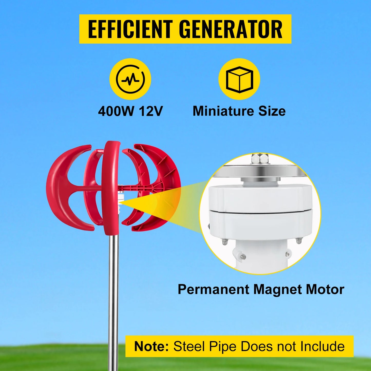 Verticale As Windturbine 12V 100W/400W/600W – Duurzame Energieopwekker met Controller