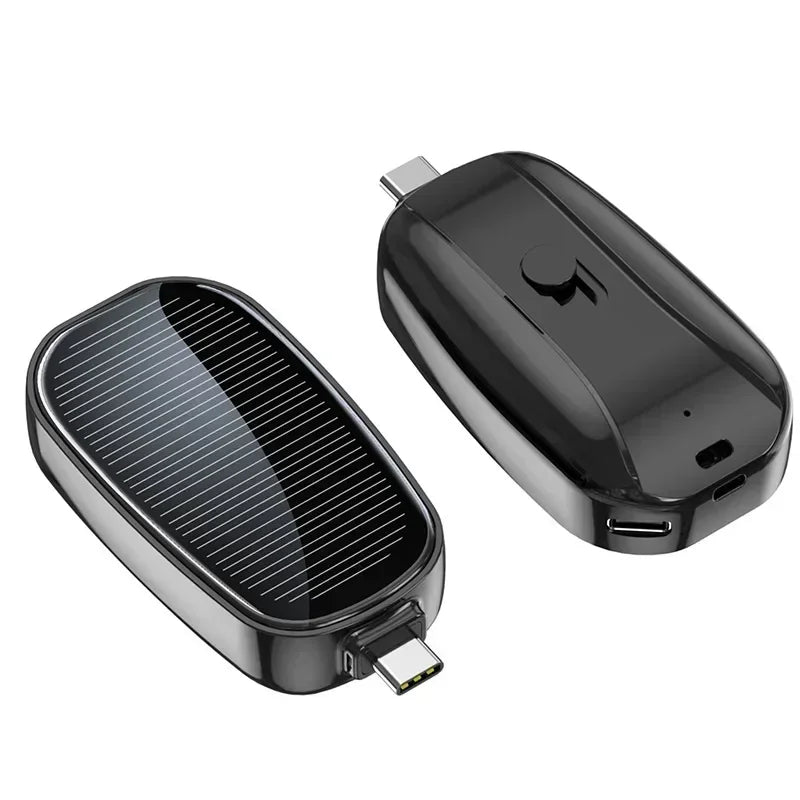 Mini Solar Keychain Powerbank – Draagbare Draadloze Pocket Charger met USB-C, Geschikt voor iPhone & Android