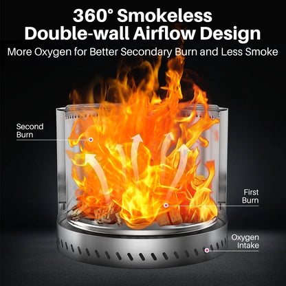 19.5” Rookvrije Vuurkorf – Draagbare RVS Firepit met Draagtas