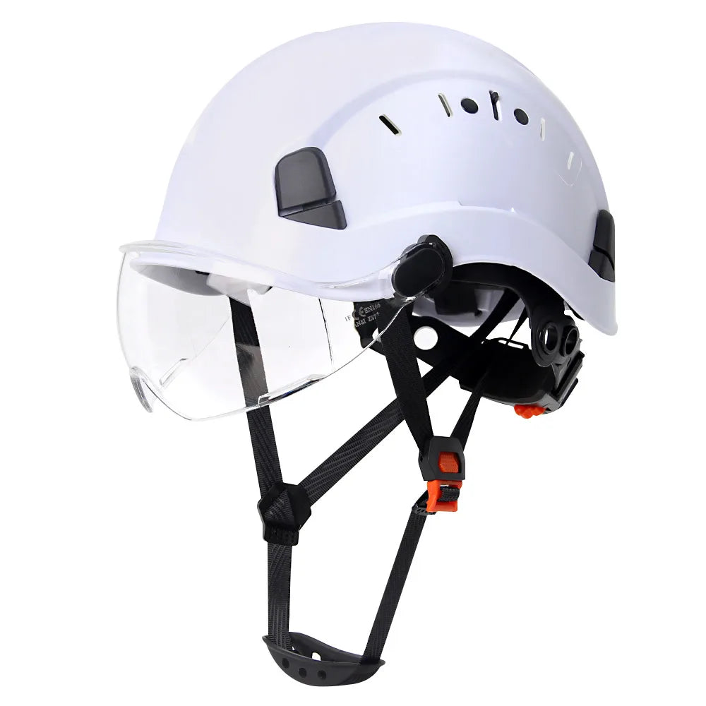 CE Veiligheidshelm met Bril – Ademend ABS Bouwhelm voor Bouw, Industrie & Redding