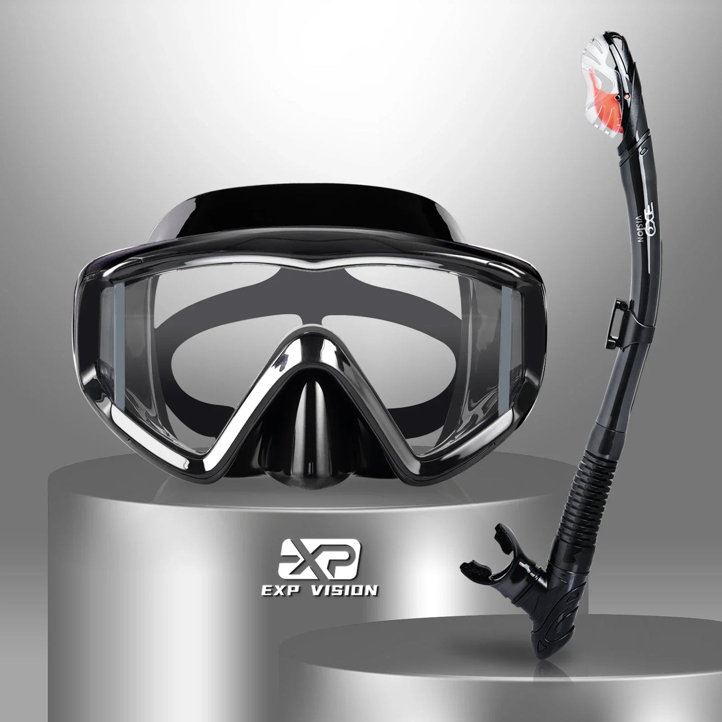 Professionele Snorkelset voor Volwassenen | Anti-Fog Duikbril met Dry Top Snorkel en Pano 3-ramen Masker