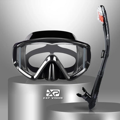 Professionele Snorkelset voor Volwassenen | Anti-Fog Duikbril met Dry Top Snorkel en Pano 3-ramen Masker