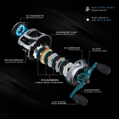 Alloy M Baitcasting Reel | 10KG Max Drag, 8 Shielded Bearings & High/Low Speed Gear voor Zoutwater Vissen