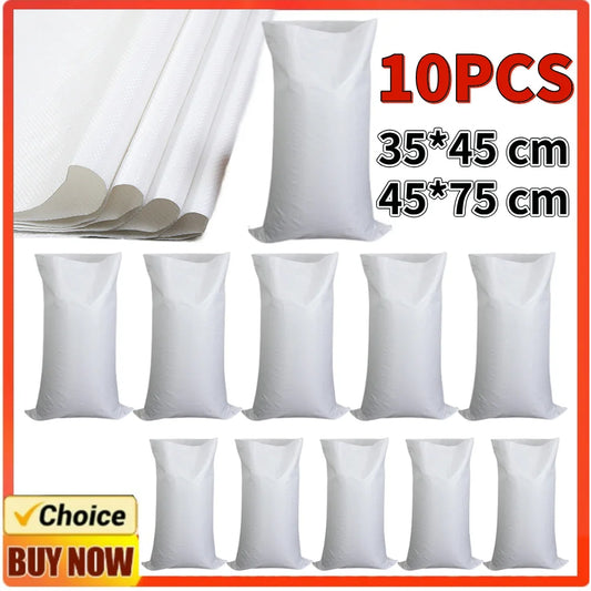 10 Pieces Reusable Polypropylene Sandbags - Flood Protection Sandbags for Flood Relief and Ground Fill