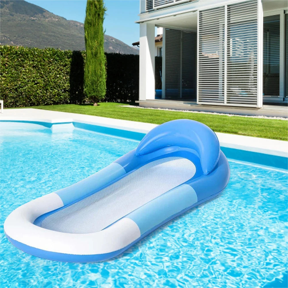 Vouwbare Water Hammock – Opblaasbaar Zwembad Bed voor Strand, Lounge Bed met Kussen voor Zwemmen & Outdoor Recreatie