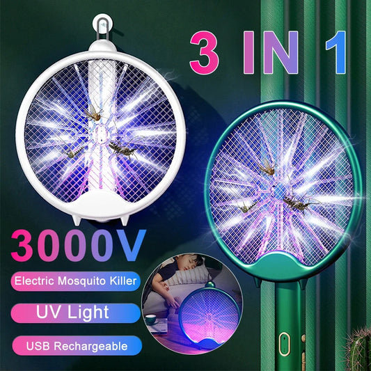 3000V Elektrisch Mosquito Racket, Oplaadbare Insecten Doder Lamp, Vouwbare Mosquito Killer Zapper, USB Oplaadbaar en Veilig voor Binnen en Buiten