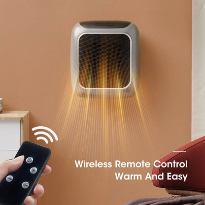 800-W-Mini-Wandheizgerät – PTC-Keramikheizgerät mit Fernbedienung – Kompaktes Elektroheizgerät für Zuhause und Badezimmer