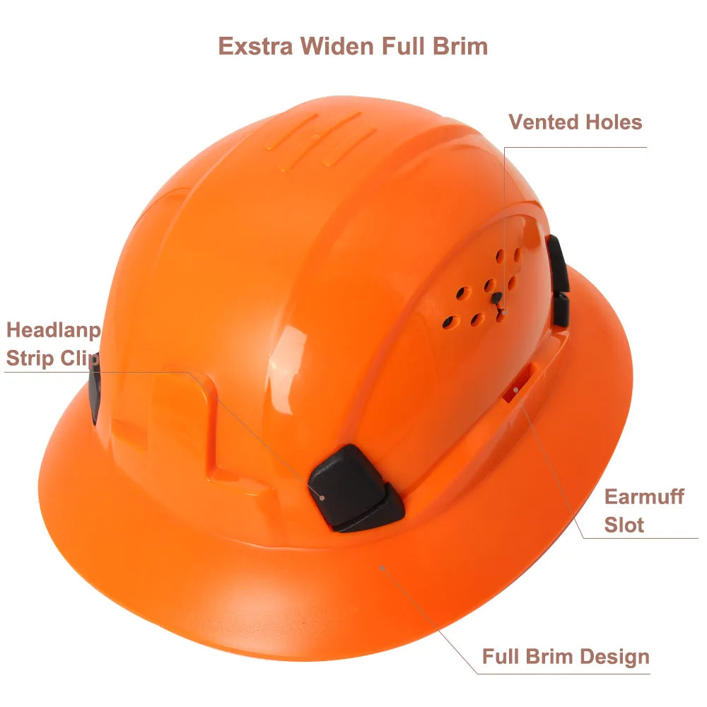 Full Brim CE Veiligheidshelm met Geïntegreerde Bril – Ademend Bouwhelm voor Industrie, Redding & Klimwerk