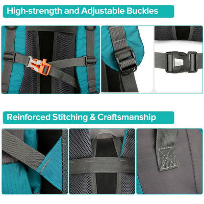 Wasserabweisender Wanderrucksack mit 70 l Fassungsvermögen – Outdoor-Kletter- und Campingrucksack mit Regenschutz, ideal für Reisen und Trekking