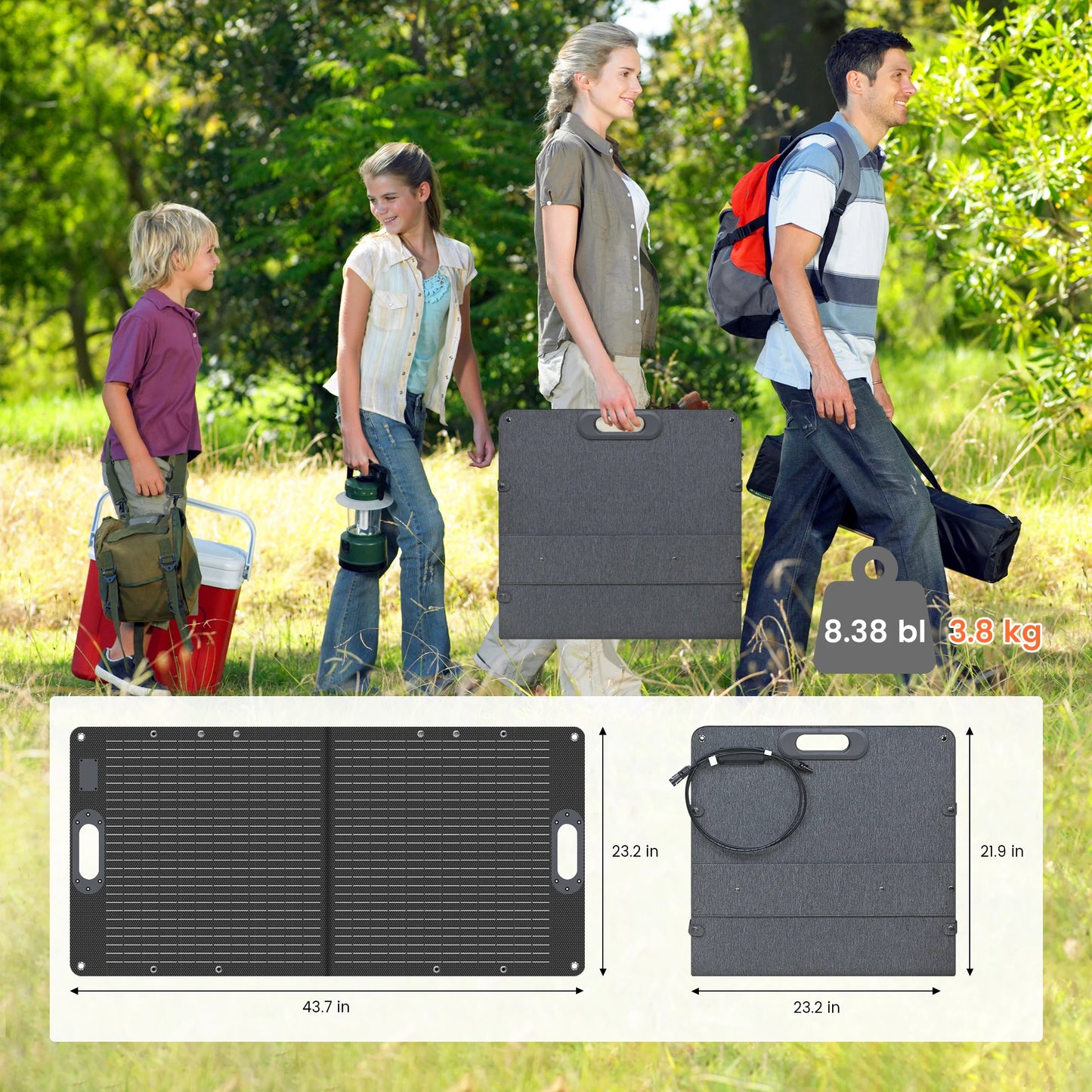 100W Draagbaar Zonnepaneel – Opvouwbare & Efficiënte 20V Solar Charger voor Power Stations, Camping & Outdoor