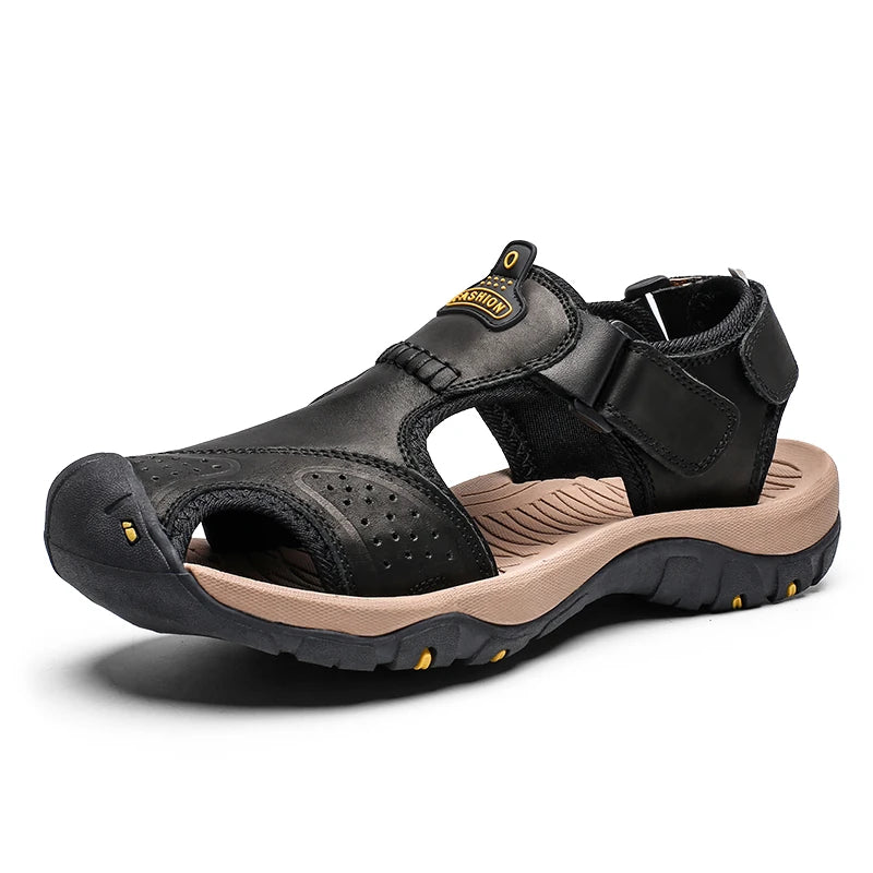 Nieuwe Heren Sandalen – Casual Outdoor Sandalen van Echt Leer met T-band voor Strand en Dagelijks Gebruik