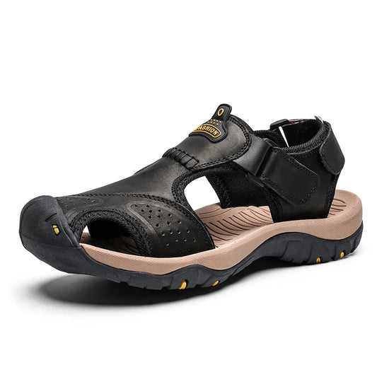 Nieuwe Heren Sandalen – Casual Outdoor Sandalen van Echt Leer met T-band voor Strand en Dagelijks Gebruik