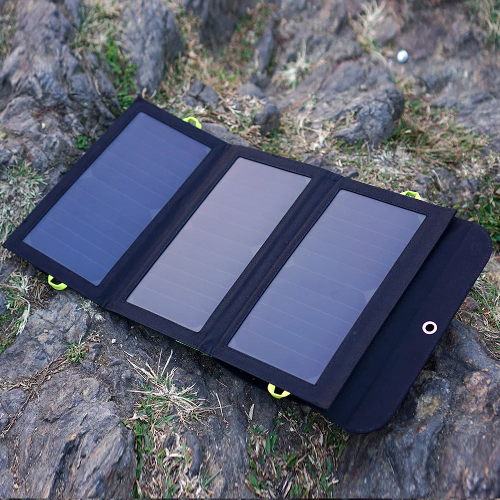 21W Opvouwbare Solar Oplader met 2 USB-Poorten – Draagbaar Zonnepaneel voor iPhone, iPad, GoPro, Huawei & Outdoor Camping